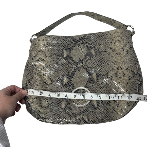 Michael Kors Purse Fulton Leather Python Reptile Embossed Hobo Shoulder Bag Snak - Picture 9 of 12